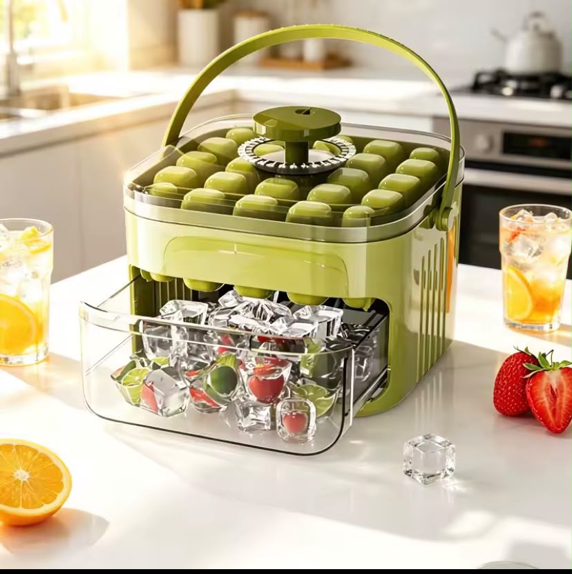 NEW MAVEN 48 ice maker on a kitchen counter beside cold drinks